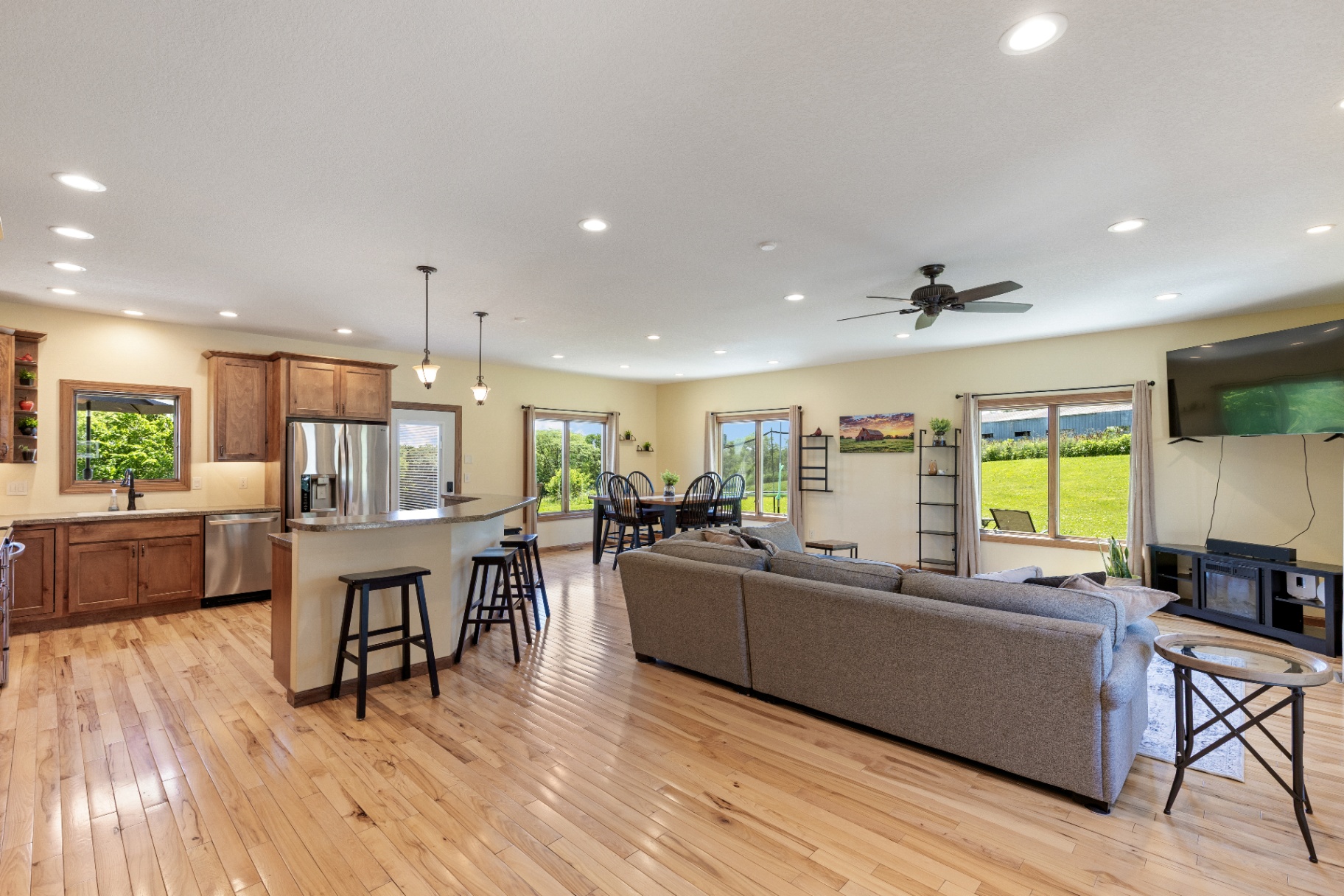 Kitchen island overlooking the great room