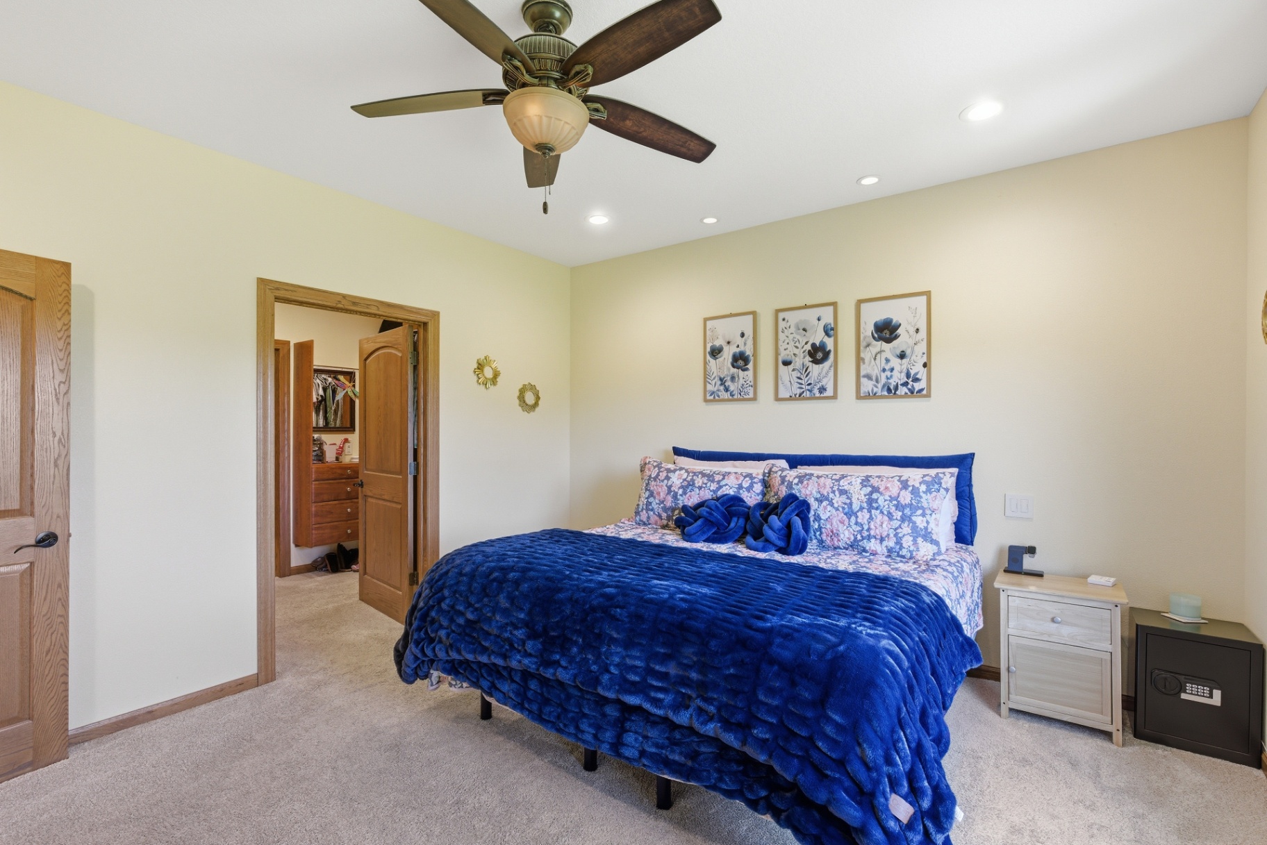 Primary bedroom with ensuite access and generous wall space