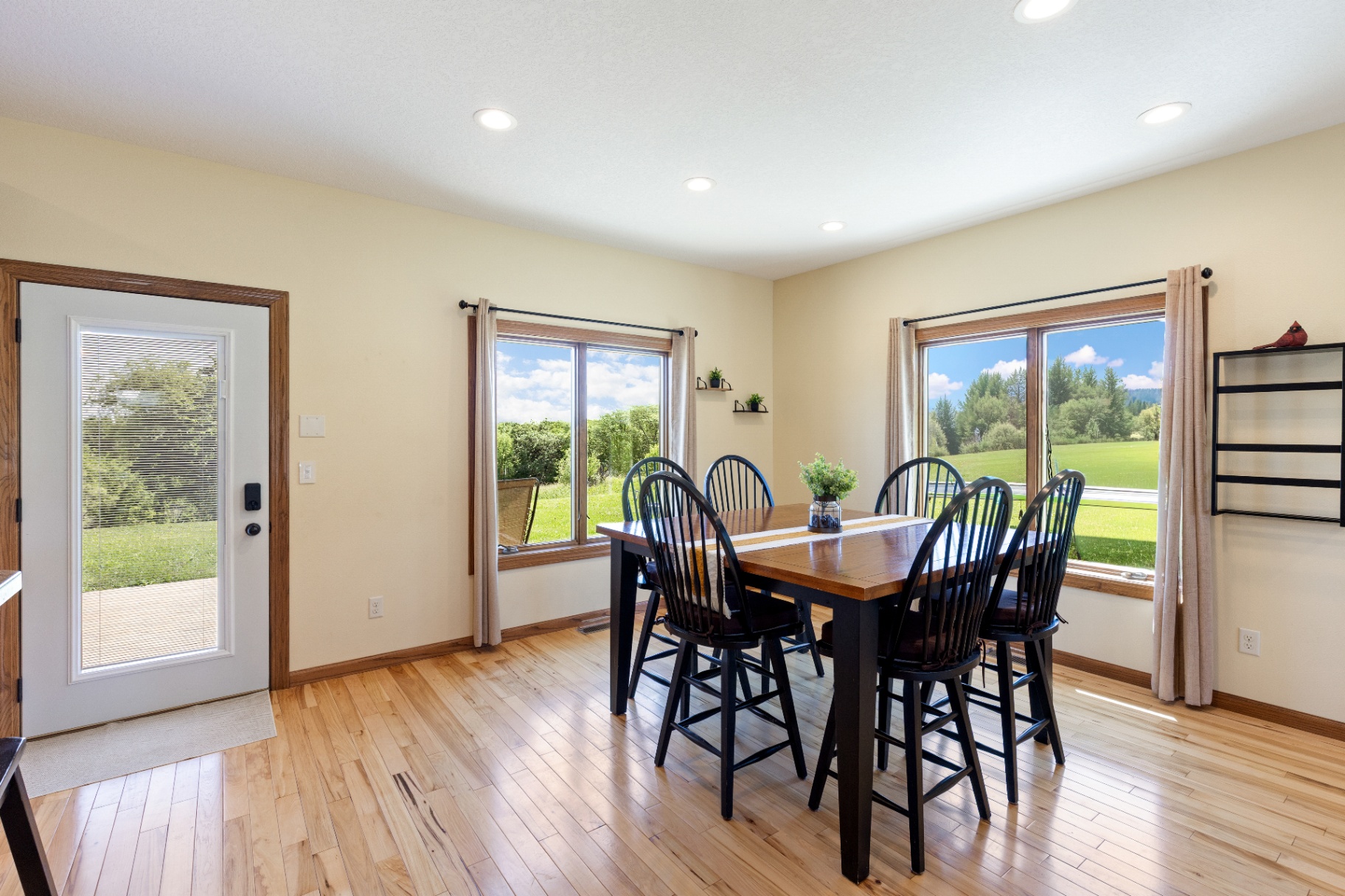 Sun-filled dining nook with patio doors